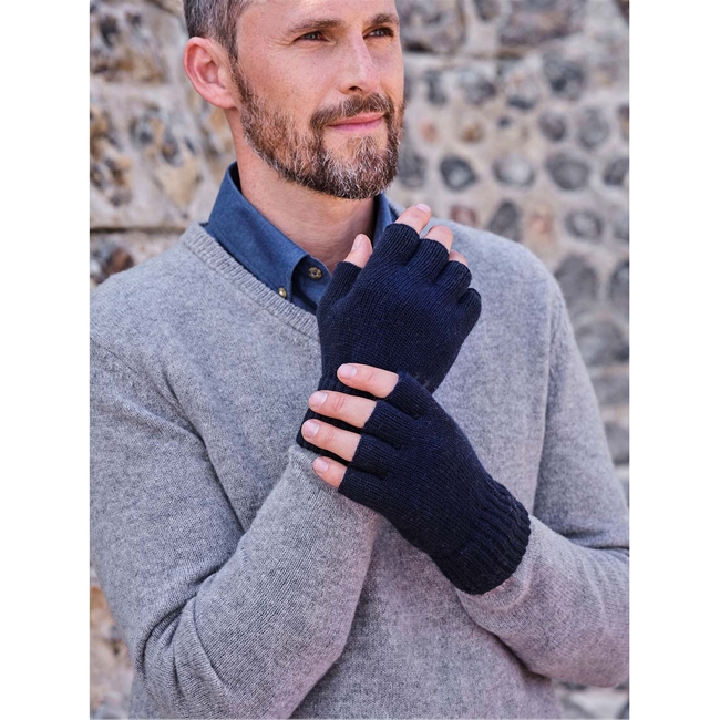 Men's Essential Lambswool Fingerless Gloves